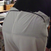 Bend over. Notice the waist is off the fabric but I have heaps of waist in the front. This tells me it is not good fit and needs adjusting. croftmill.co.uk sewing along trouser pattern