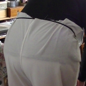 Bend over. Notice the waist is off the fabric but I have heaps of waist in the front. This tells me it is not good fit and needs adjusting. croftmill.co.uk sewing along trouser pattern